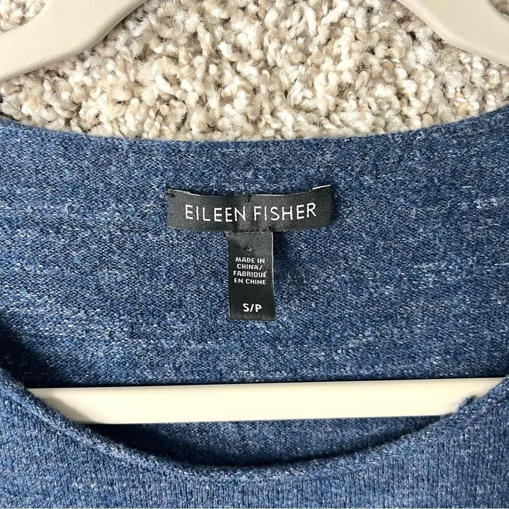 Eileen Fisher Sweater Women’s Small Blue Knit Relaxed Fit‎ Crew Neck
